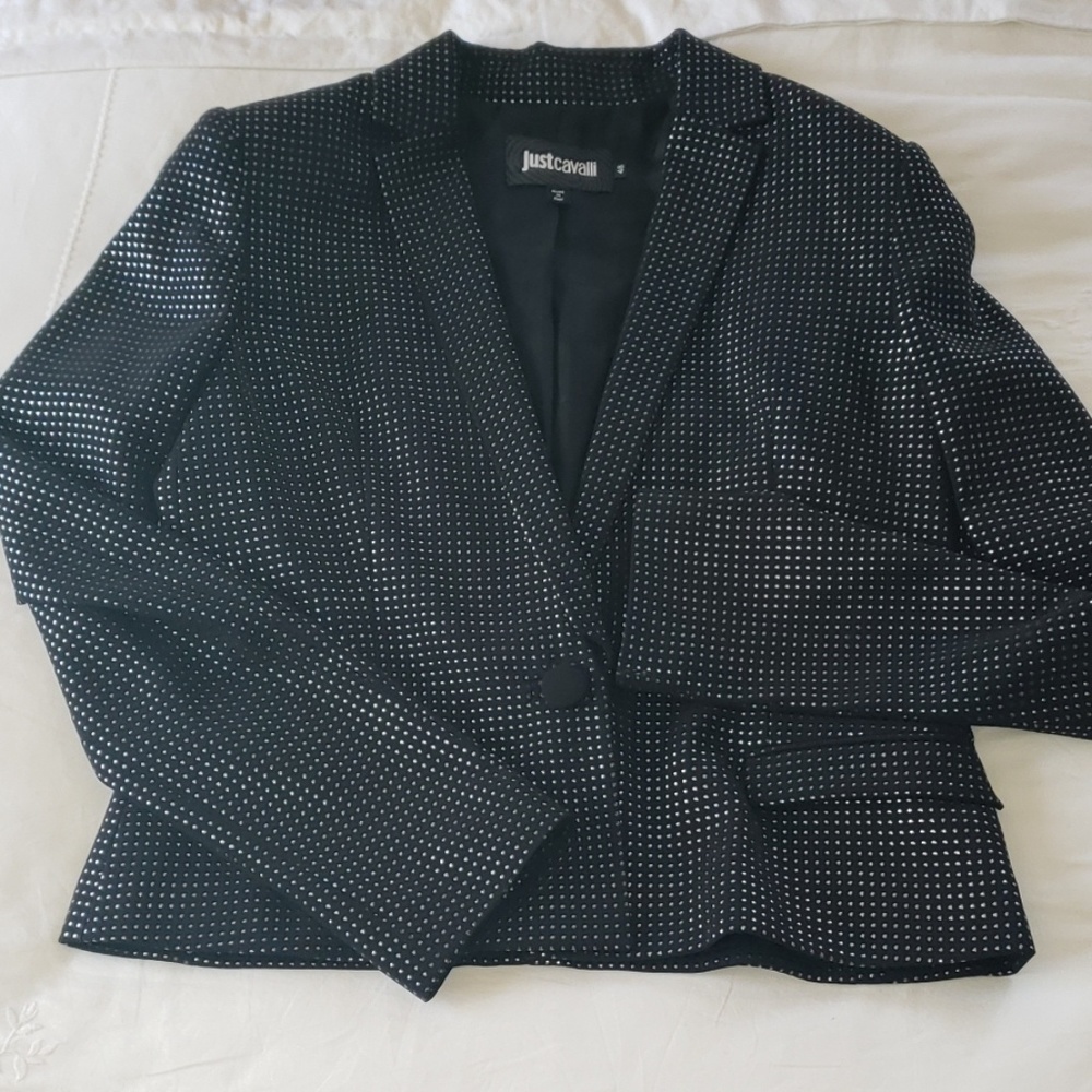 Just Cavali Midnight Black with Silver Dott Blazer